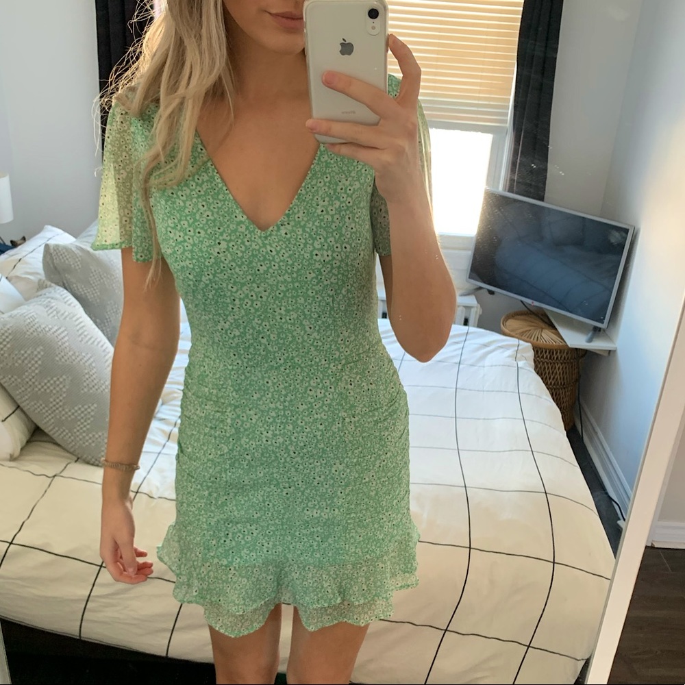 Floral Green Leith Mini Dress